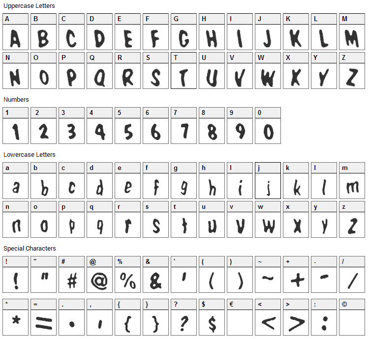 WBX Domin8 Font Character Map