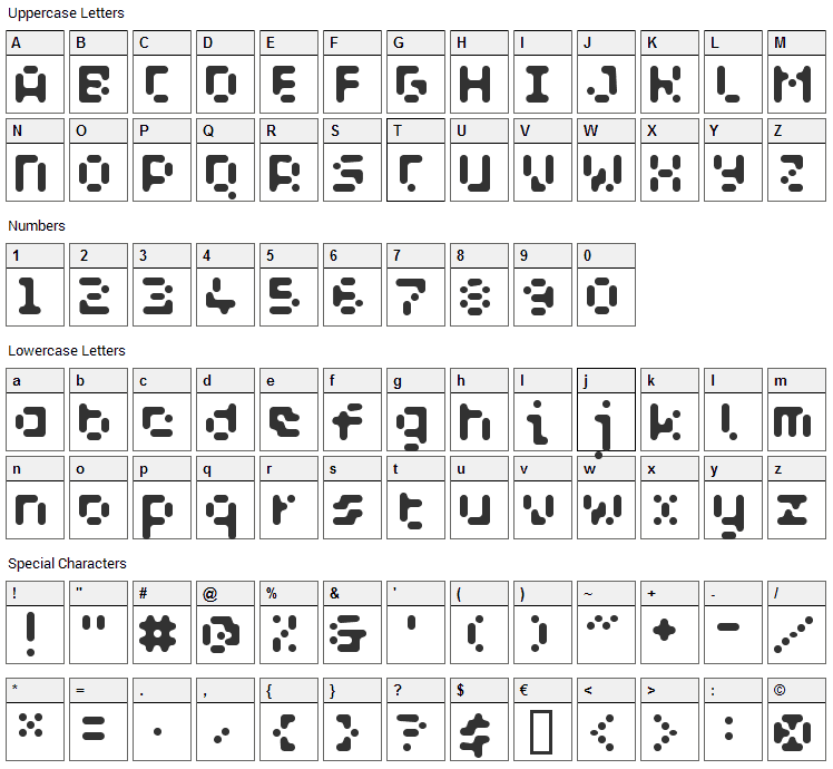 WC AquaBlues Bta Font Character Map