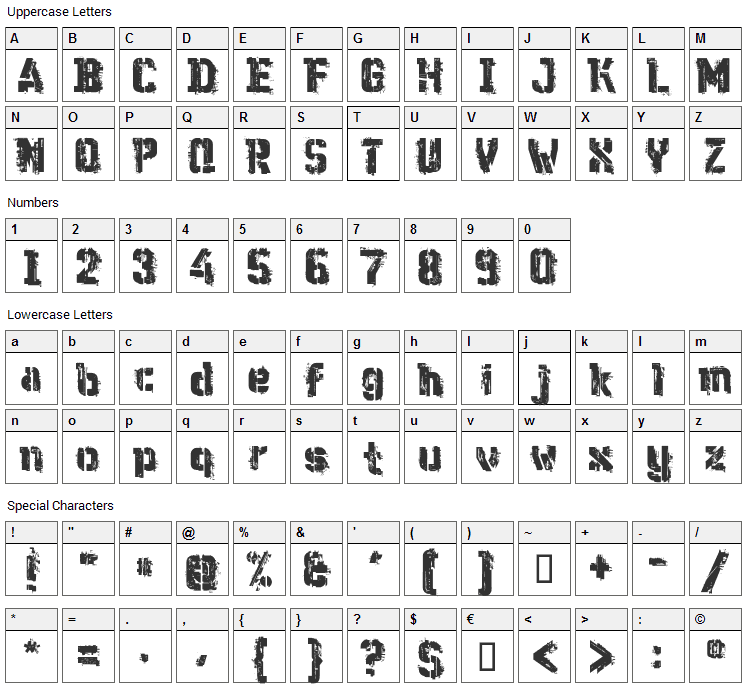 WC Wunderbach Mix Bta Font Character Map