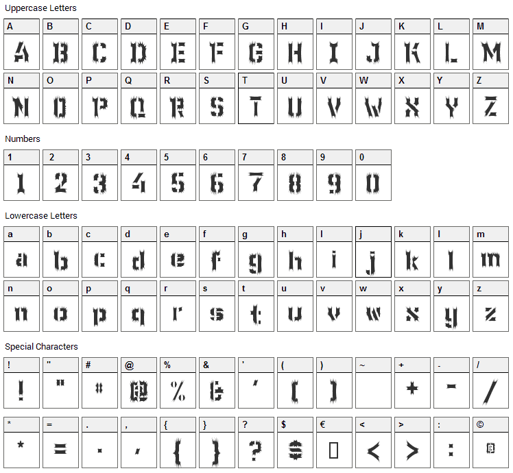 WC Wunderbach Wimpern Bta Font Character Map