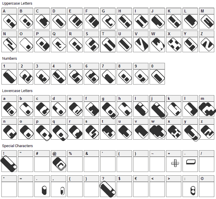 Wdrop07 Font Character Map