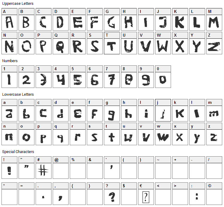 We are potatoes Font Character Map