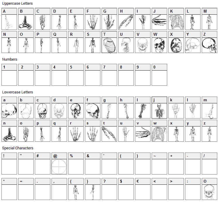 We Inside Font Character Map