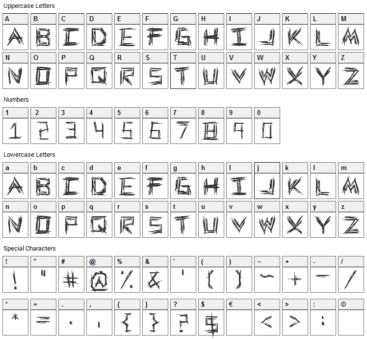 We Wrestle Font Character Map