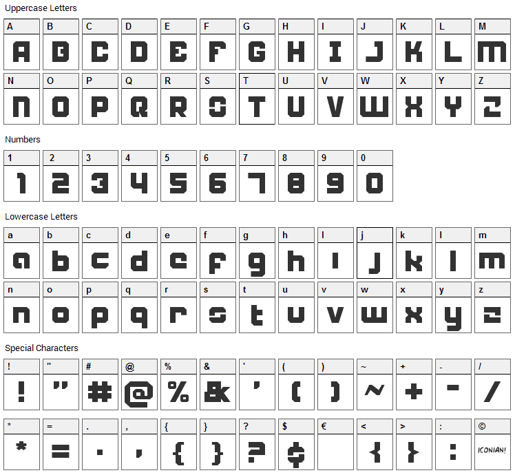 Weaponeer Font Character Map