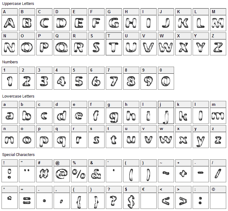 Weathered Font Character Map