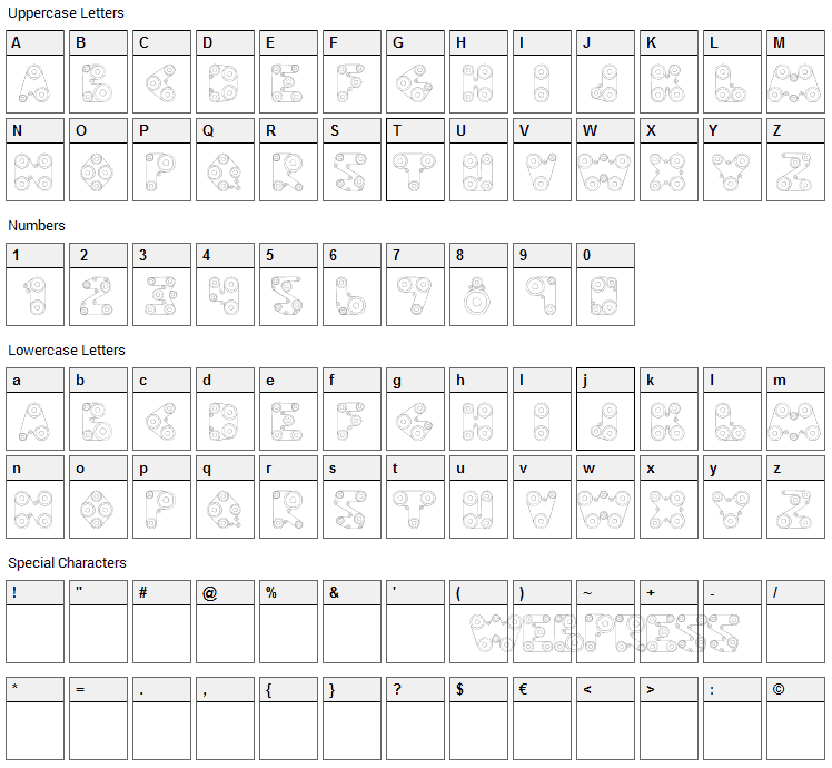 Web Press Font Character Map