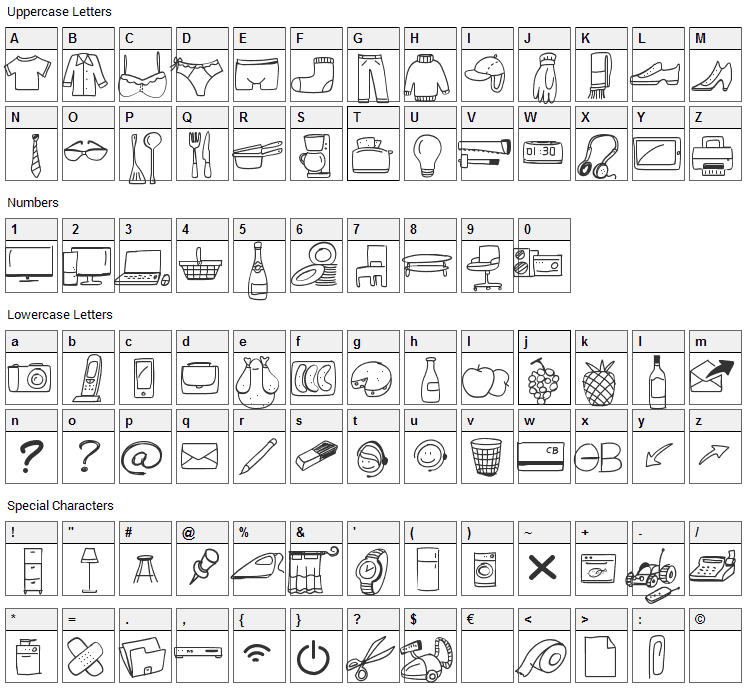 Webdesign Free Icons Font Character Map