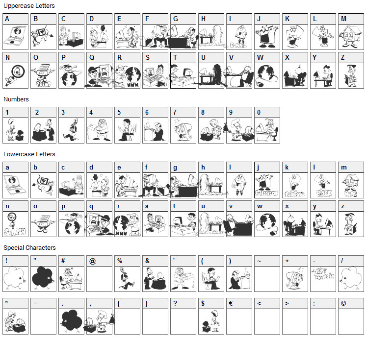 Webmasters Font Character Map