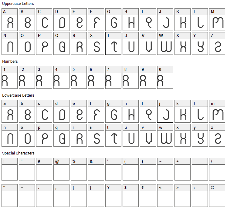 Weknow Font Character Map