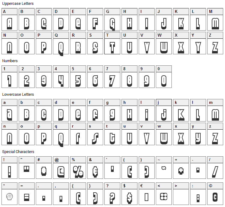 Weltron Special Power / 2001 Font Character Map