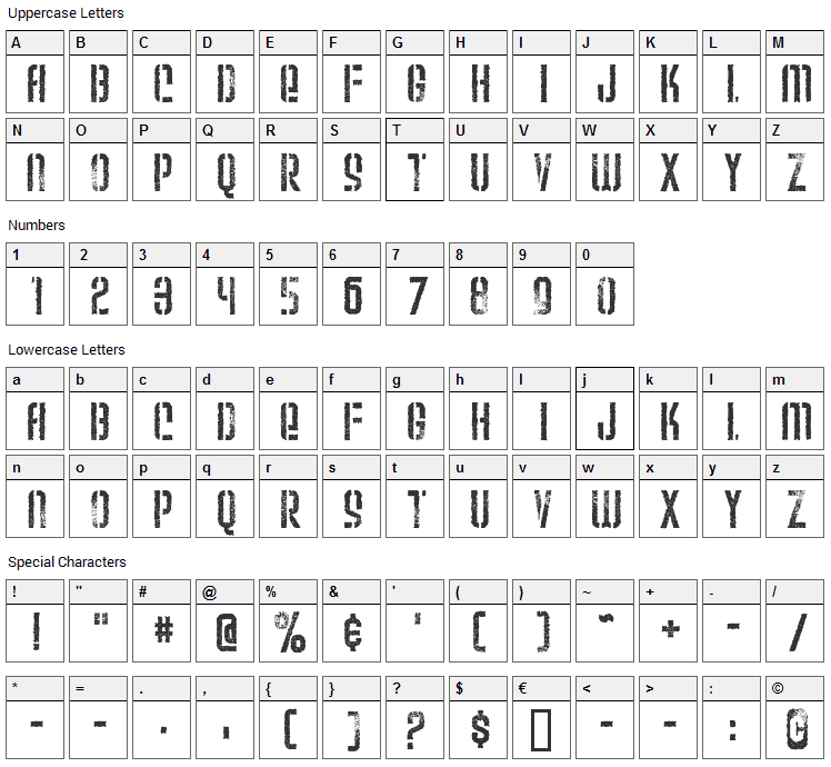 Weltron Urban Font Character Map