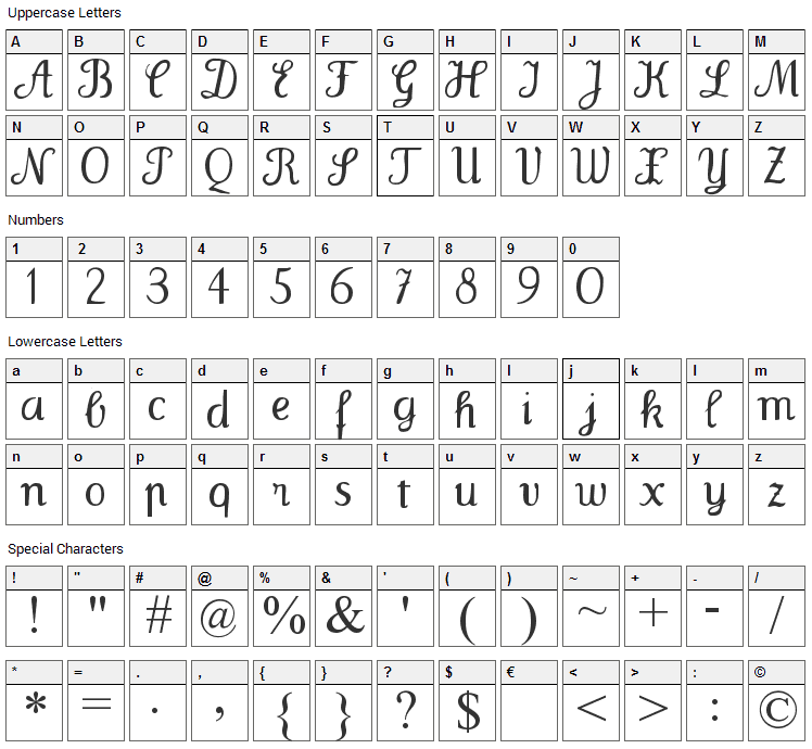 Wenceslas Font Character Map