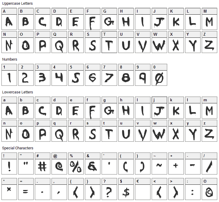 Were Beast Font Character Map