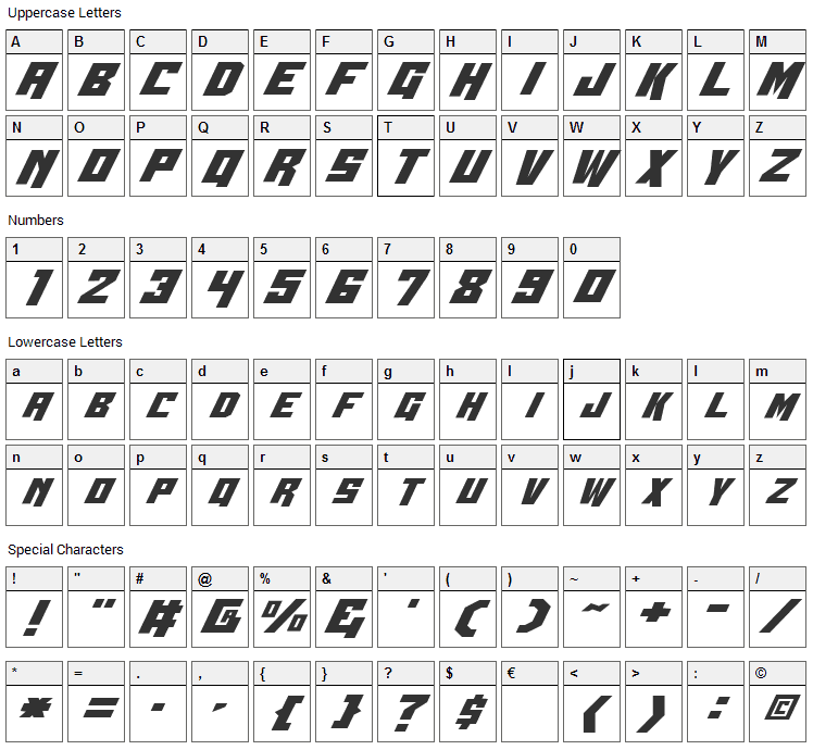 Whiskey Bravo Victor Font Character Map