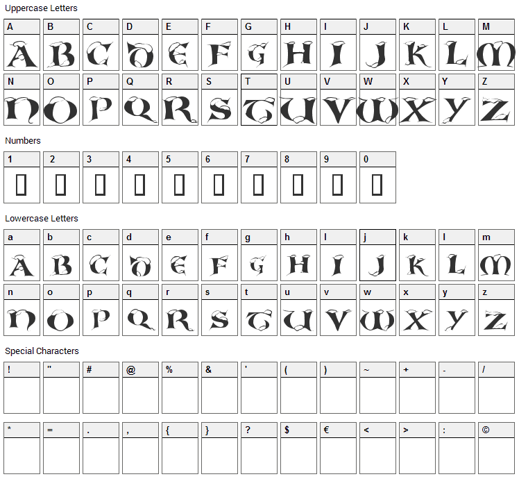 White Christmas Font Character Map