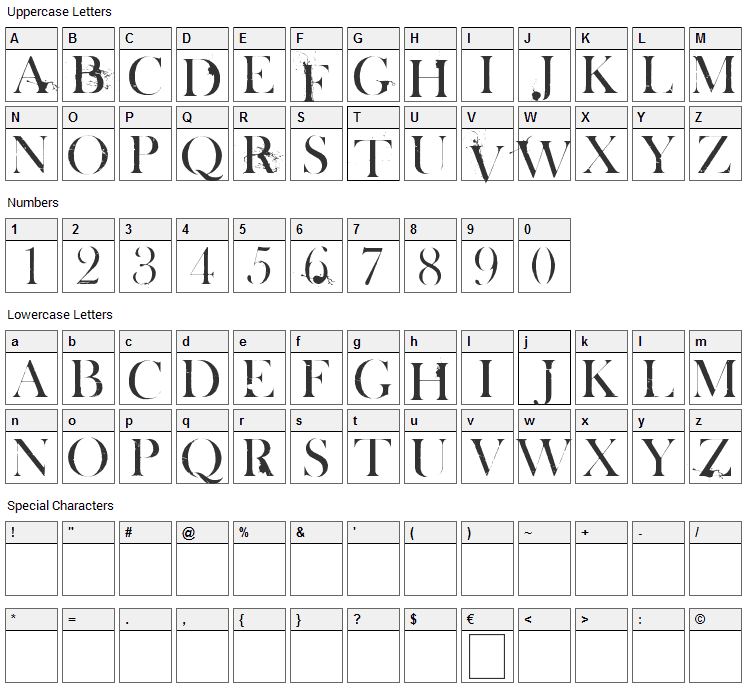 White Tie Affair Font Character Map