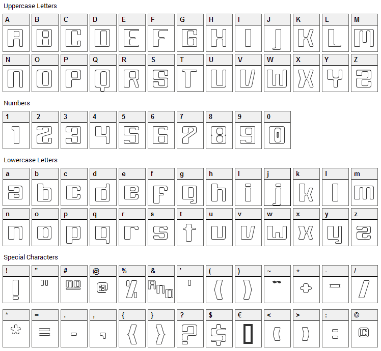 White Wolf Font Character Map