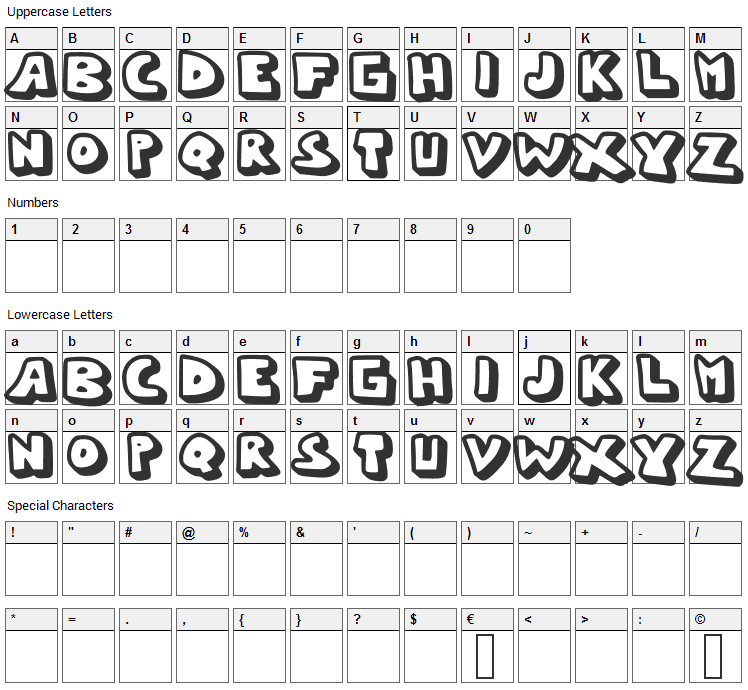 Whypo Font Character Map
