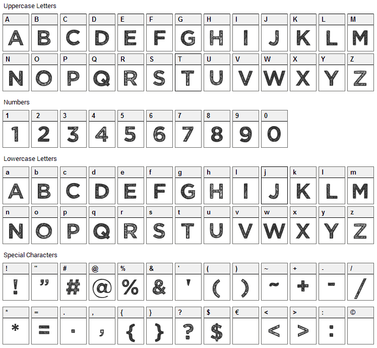 Wicked Grit Font Character Map