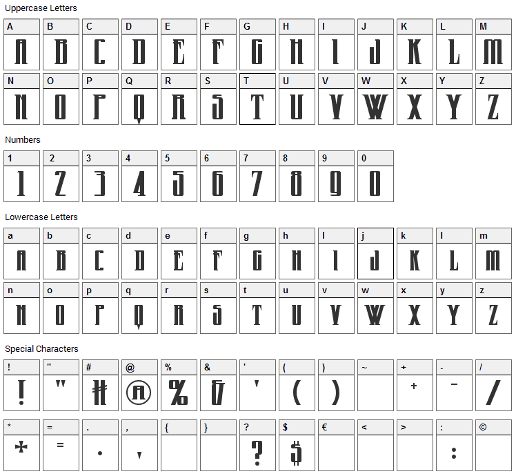 Wicked Queen Font Character Map