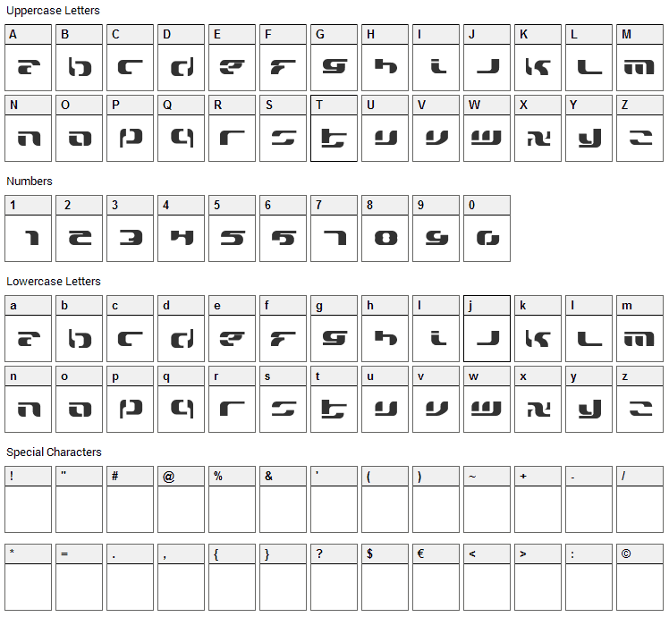 Widzeniea Font Character Map