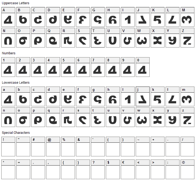 Widznumber Text 1 Font Character Map
