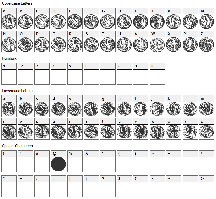 Wieynk Caps Round Font Character Map