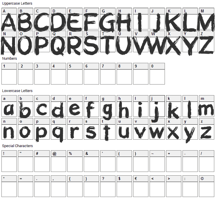 Wild Black Font Character Map