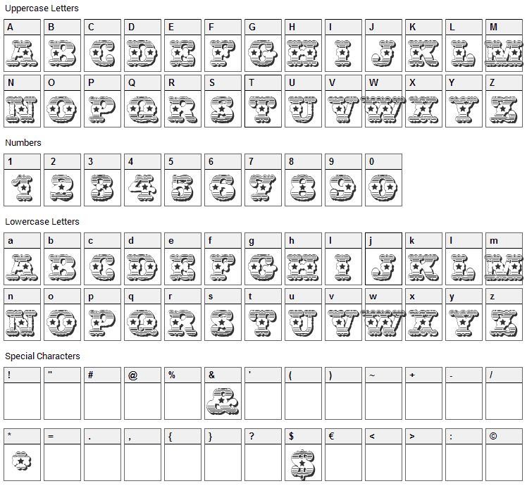 Wild West Font Character Map