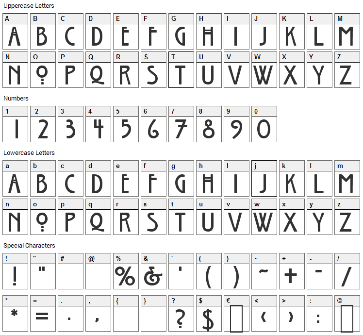 Willow Font Character Map