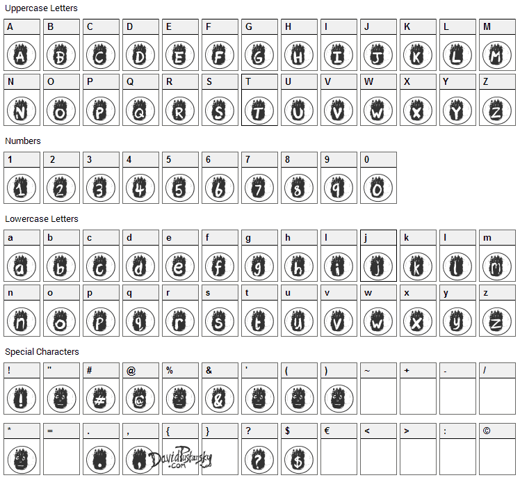 Wilson! Font Character Map