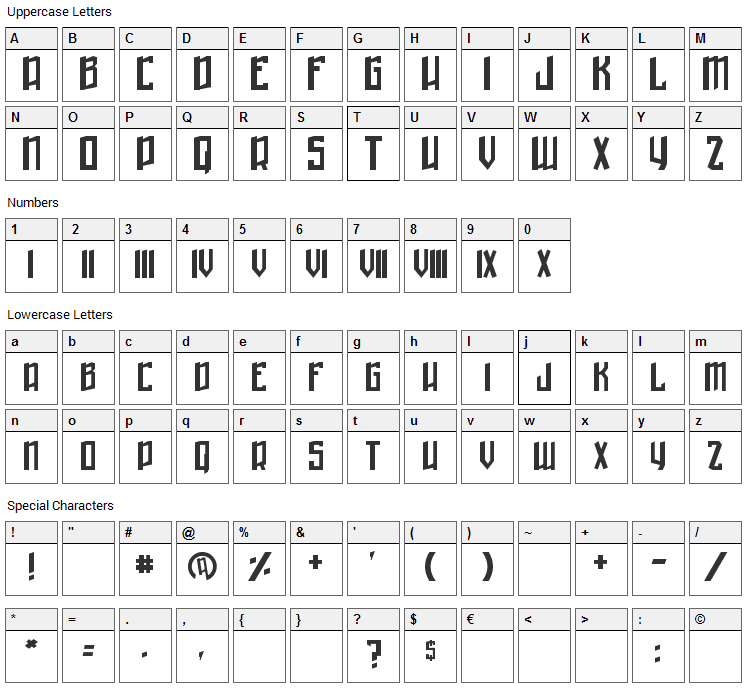 Winter in Gotham Font Character Map