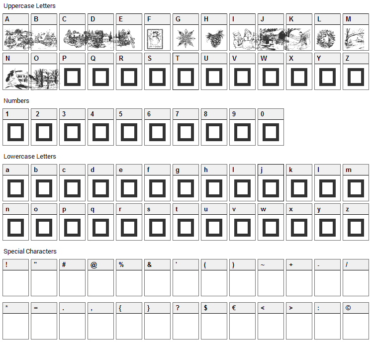 Winter Wonderland Font Character Map