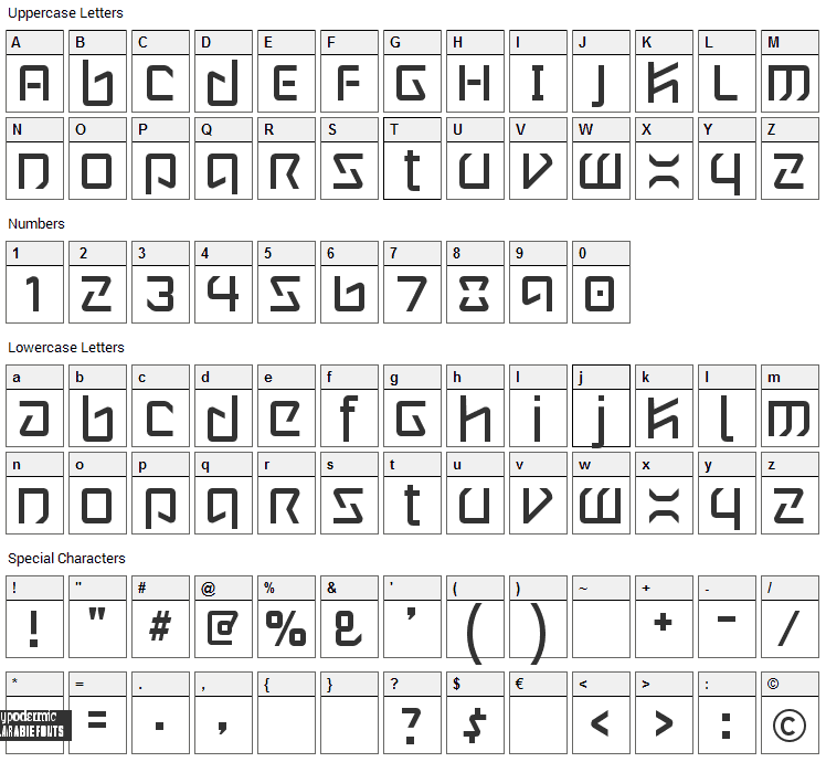 Wintermute Font Character Map