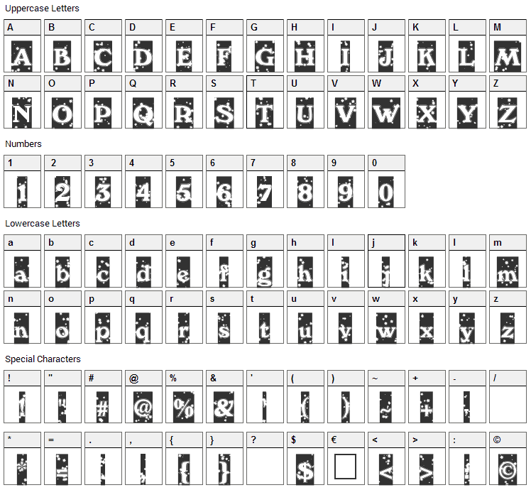 WinterNight Font Character Map