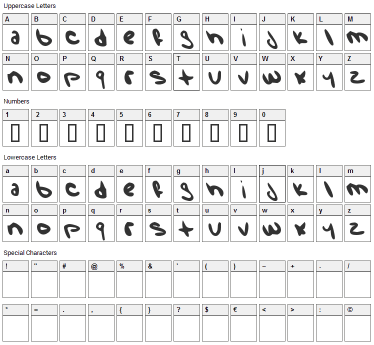 Wise Rabbit Says Font Character Map