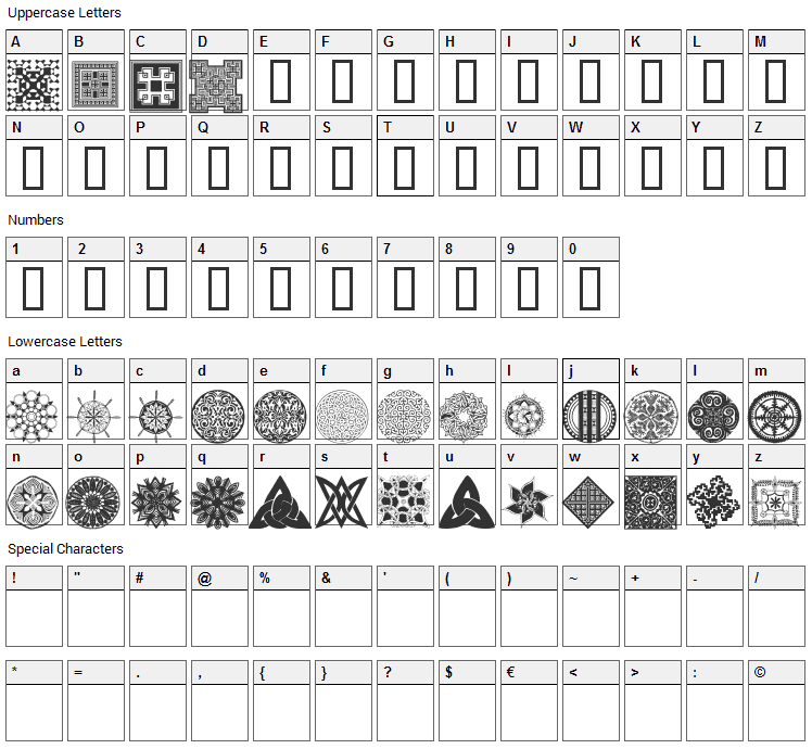 WM Designs 2 Font Character Map