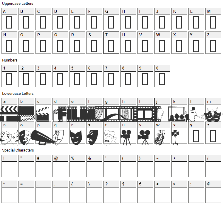 WM Drama 1 Font Character Map