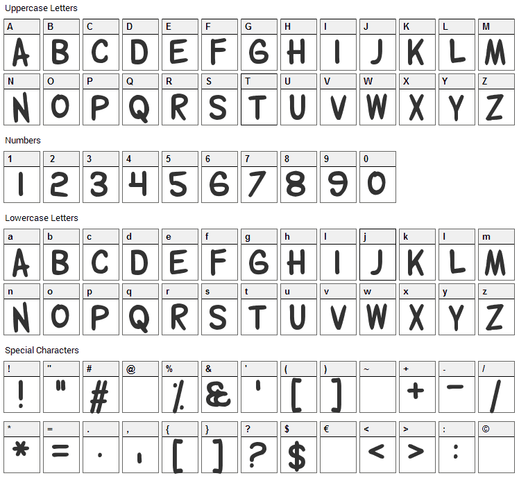 Wolfgang Gartner Font Character Map