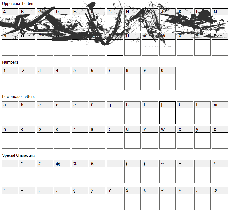 World War II Warplanes 2 Font Character Map