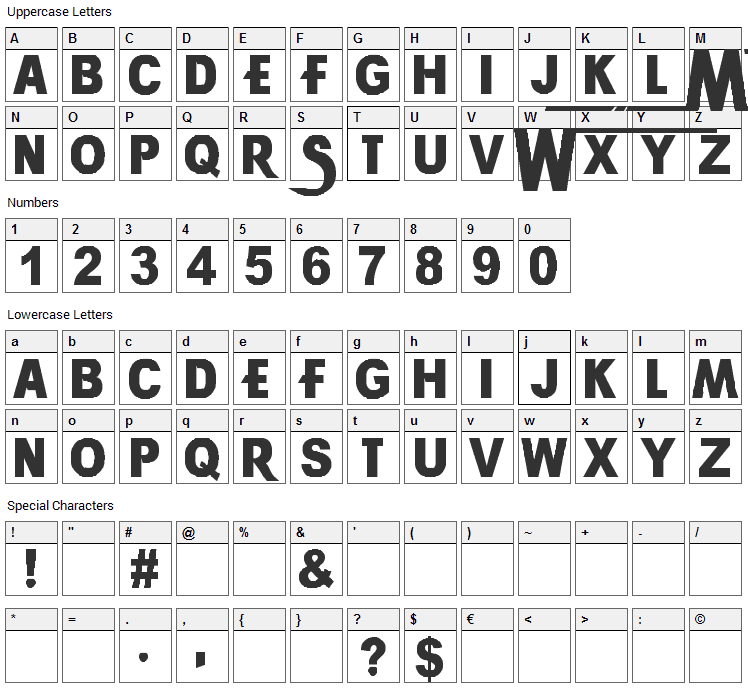 WrestleMania Font Character Map