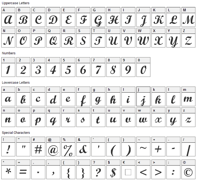 Wrexham Font Character Map
