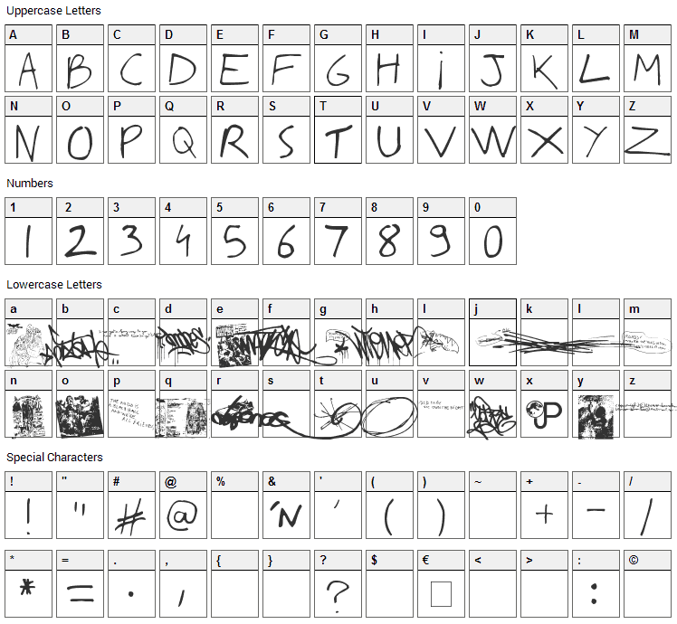 Writing You A Letter Font Character Map