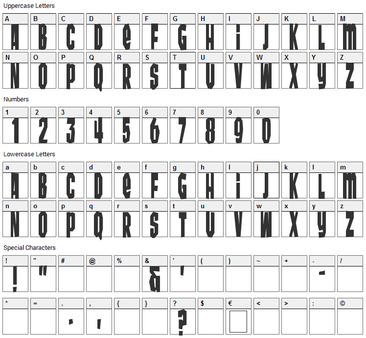 Wunderbar Font Character Map