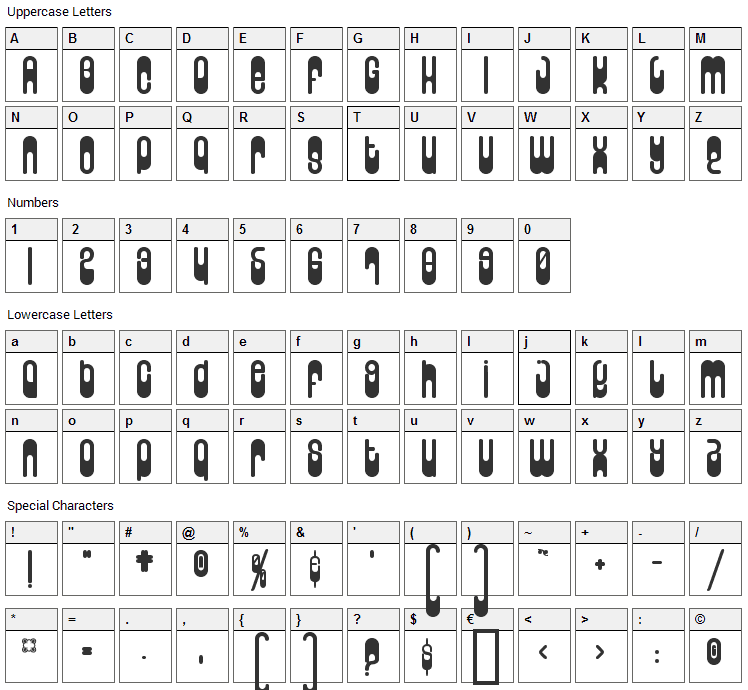 Wunderland Font Character Map