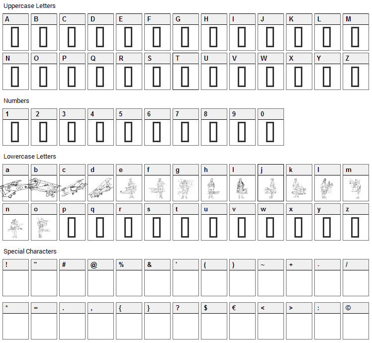 WW1 Font Character Map