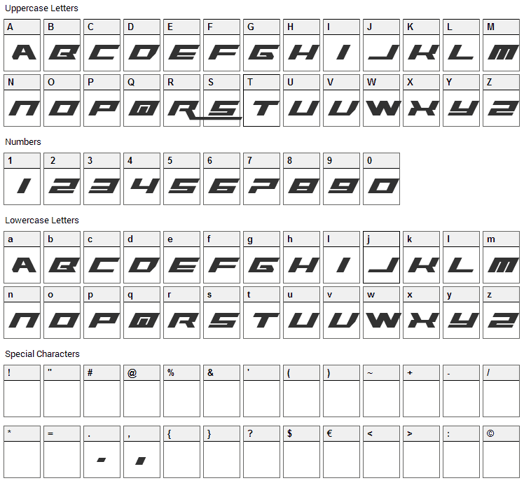 WWE Raw 2012 Font Character Map