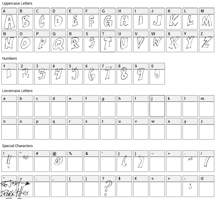 Xanthisma Font Character Map