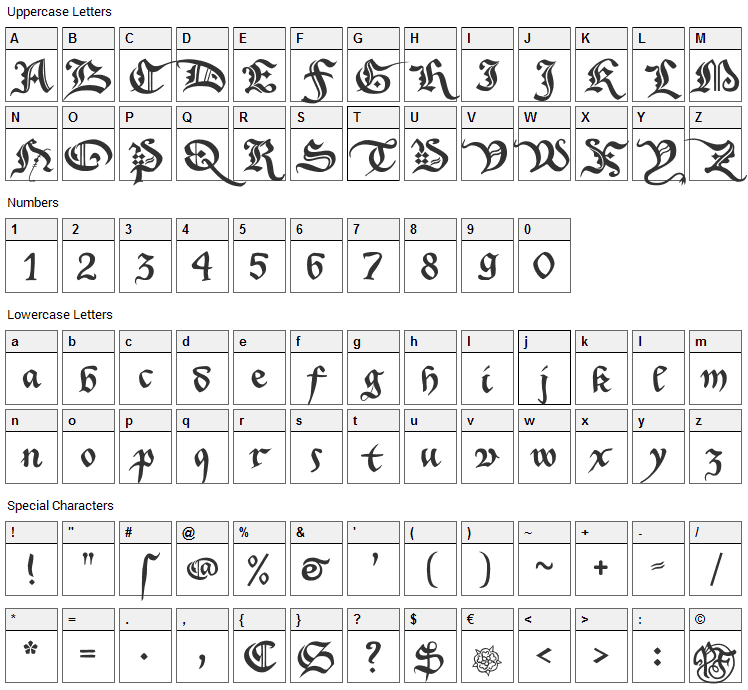 Xenippa Font Character Map